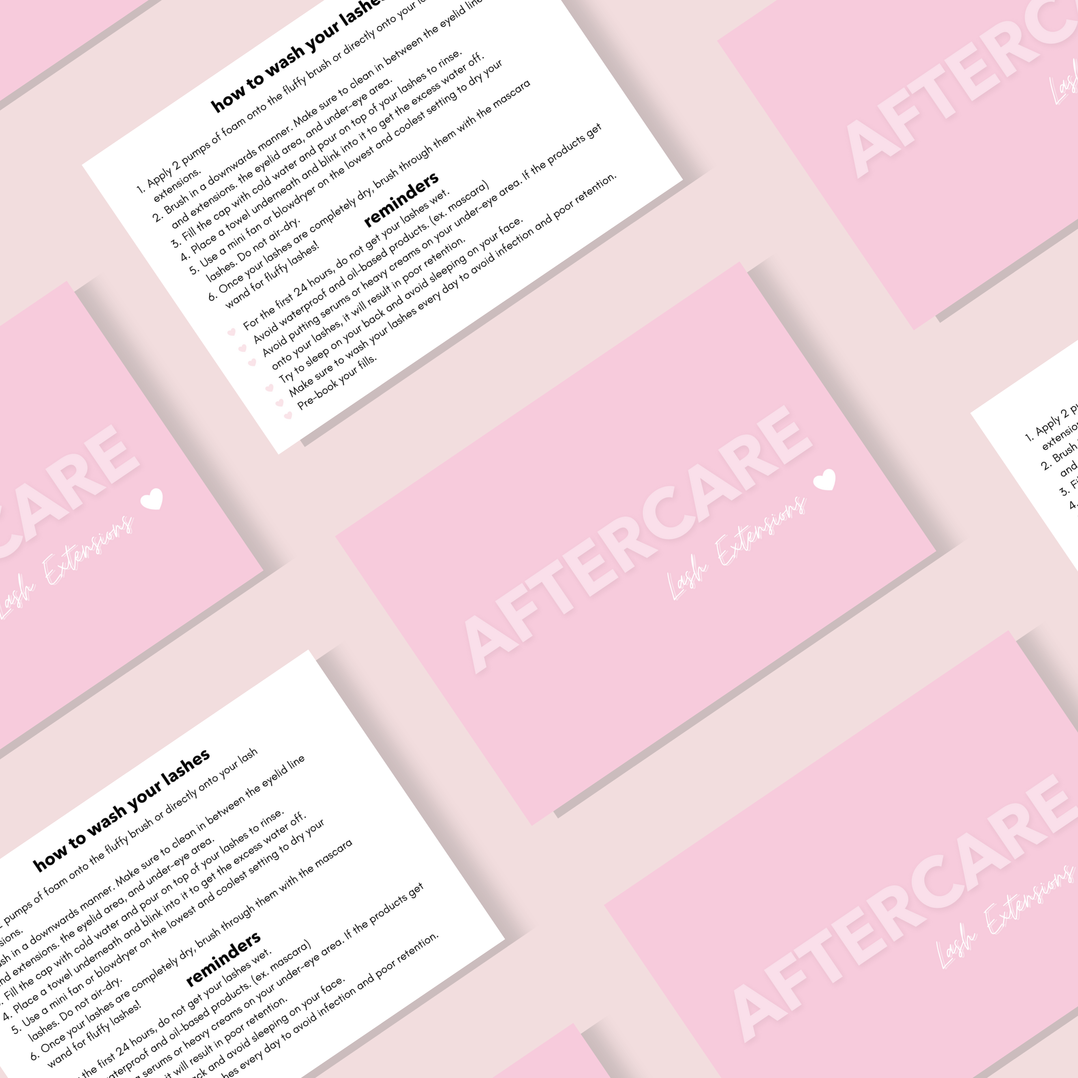 Editable Lash Aftercare Card Template